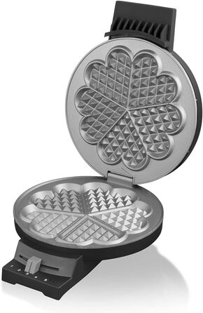 Вафельниця Cloer 180, 930 Вт, для серцевидних вафель 16 см, метал, чорна, з сигналом готовності, важкі антипригарні пластини