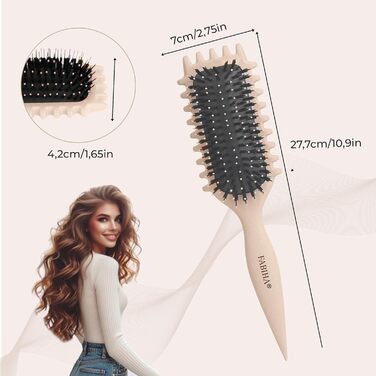 Преміум щітка Lockenbürste для кучерявого волосся - біо-щітка без заплутування, щетина дикого кабана, оригінальна 3-в-1 для локонів (лавандовий, бежевий)