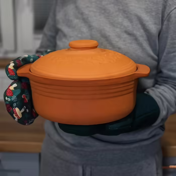 Browin® Clay Roaster, Oval, 4 Liters | Clay Roaster Steamer | Roman Clay Oven | Casserole Dish for Fat-Free Cooking and Baking Bread and Cakes | Roasting Pot (4 Liters Oval) Clay Roaster 4 l