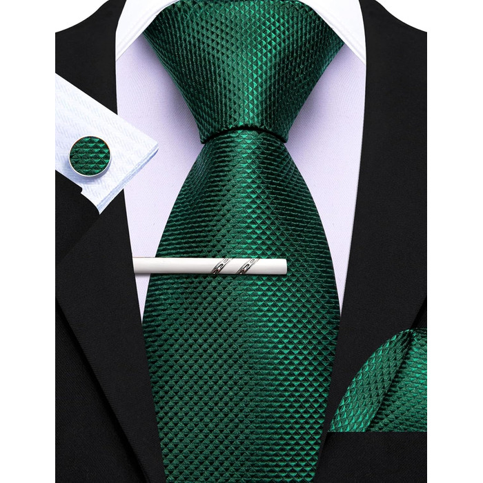 Костюмний аксесуар Barry.Wang: краватка, кишеньковий хустинка та запонки (Solid Green)