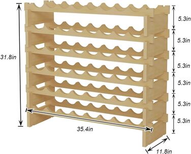 Bottle Rack Wine Rack Stackable Wine Racks 6-Tier Wine Storage for Wine Stand Bottle Holder Wine Storage Cabinet Made of Wood (48 Bottles)