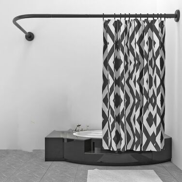 Штанга для душу з формою L, розширювана, не потребує свердління, з нержавіючої сталі 304, для ванної кімнати/ванни (70-95см x 90-130см, чорний)