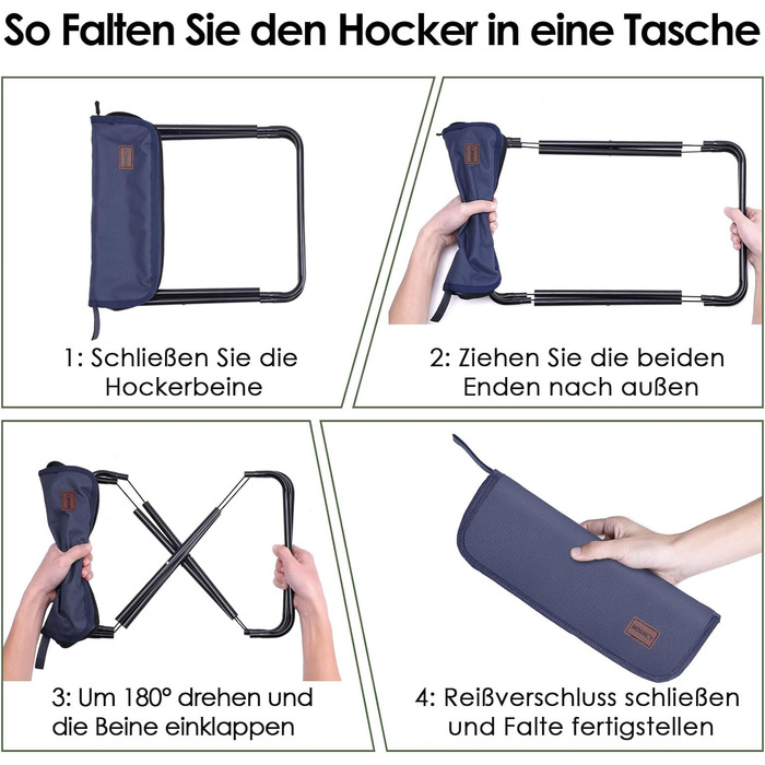 Складний туристичний стільчик MOONCY, 33x26.5x32 см, до 120 кг, для кемпінгу, риболовлі та відпочинку на природі (зелений/блакитний)