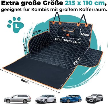 Захисна ковдра для собак у багажник авто KYG, 215x110 см, водовідштовхувальна, антикіготкові властивості, універсальна