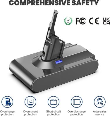 Акумулятор для пилососа Dyson V8 (6.0Ah) – замінник оригінального акумулятора Dyson V8, сумісний з моделями Absolute, Animal, Filter, Motorhead, Fluffy, V8-1