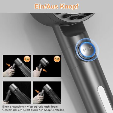 Showerhead with Filter MEKO High-Pressure Hand Shower with 15-Layer Filtration, 1.5M Hose, 3 Spray Patterns, Water-Saving Showerhead for Removing Hard Water, Residual Chlorine, Bacteria, and Heavy Metals