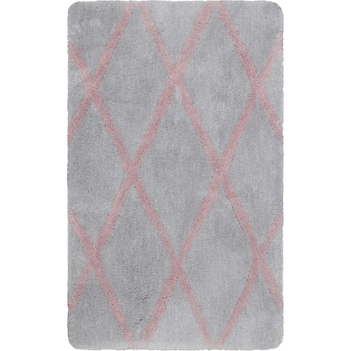 Homie Living Badteppich, Bath Mat, fluffy, soft pile, non-slip and washable, San Bosa (55 x 65 cm, Grey Pink) Grey Pink 55 x 65 cm