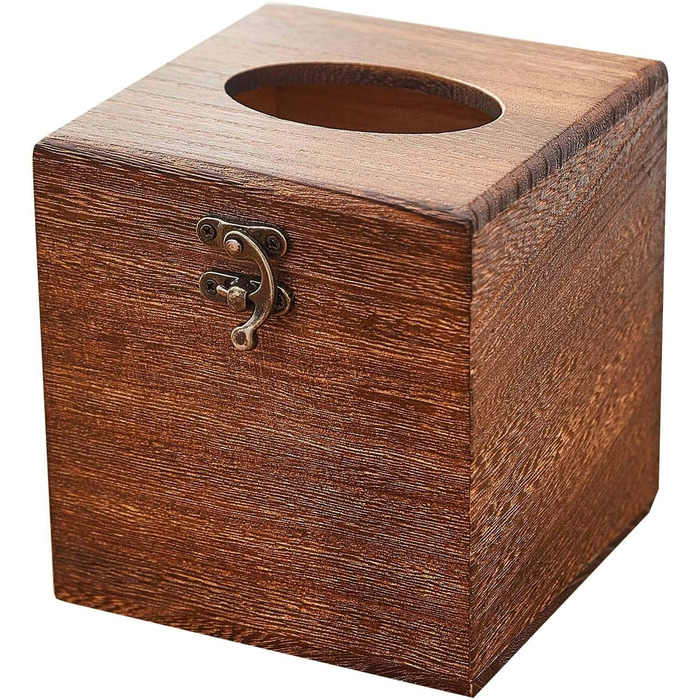 SINOBEST Wooden Tissue Box, Decorative, Square, Napkin Holder for Bathroom and Home Decor