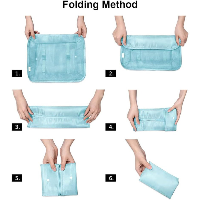 Органайзер для валізи OSDUE, набір 6 шт., Packing Cubes, водонепроникні сумки для одягу, туристичний органайзер, рожевий та блакитний кольори