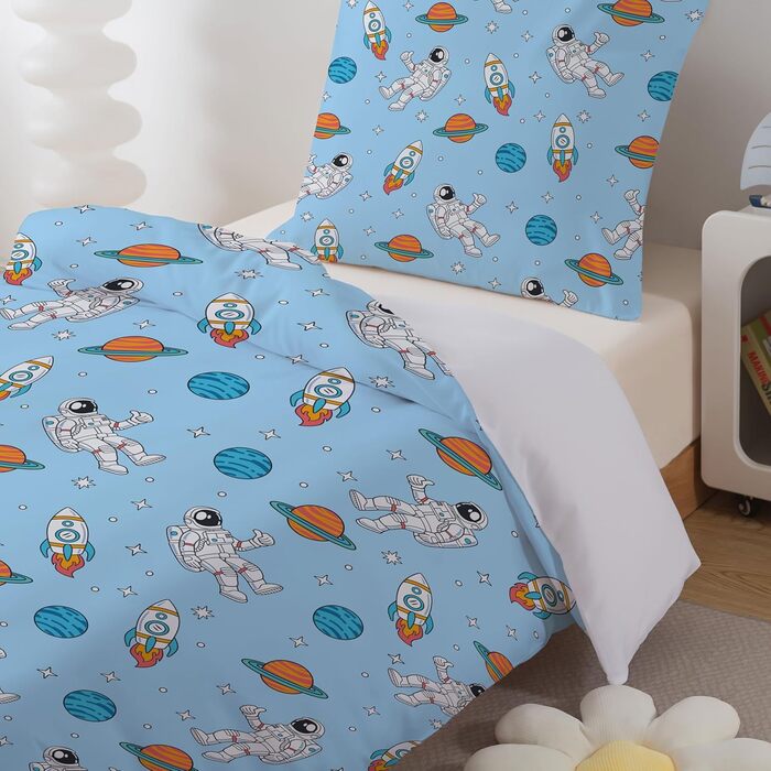 Комплект постільної білизни для дитячого ліжечка DJDEA 100x135 см - Динозаври, м'яка мікрофібра, 2 шт. (з наволочкою 40x60 см)