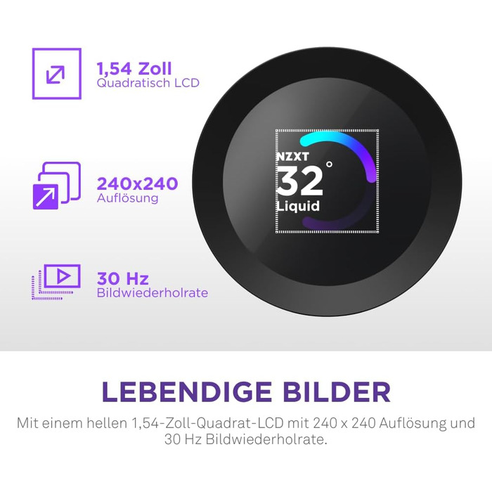 NZXT Kraken Z240 - Рідинна система охолодження CPU з LCD-дисплеєм, чорний