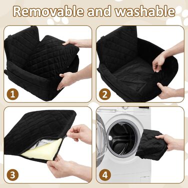 Автокрісло для собак, 40x40x35 см, чорне. Підходить для маленьких та середніх собак. З двома ременями кріплення.