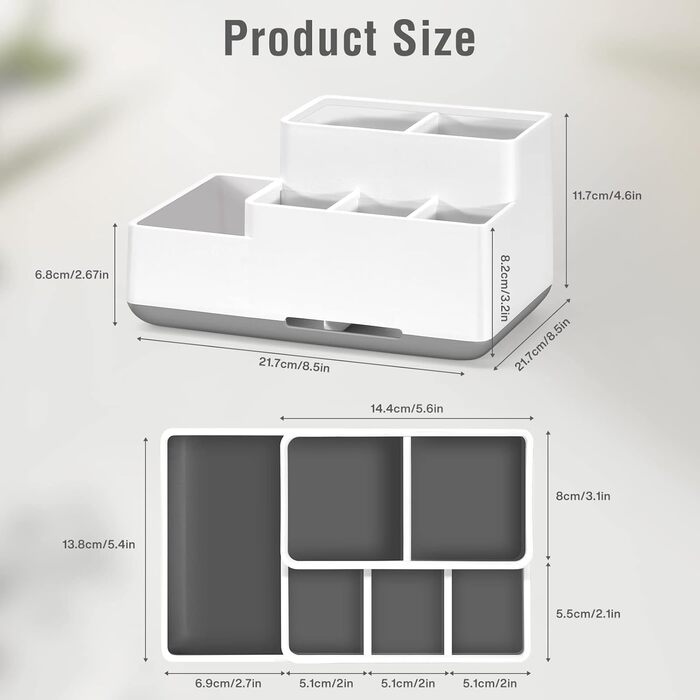 Тримач для зубних щіток, органайзер для ванної кімнати з 6 відділеннями, з піддоном для води, для електричних та звичайних зубних щіток, бежевий