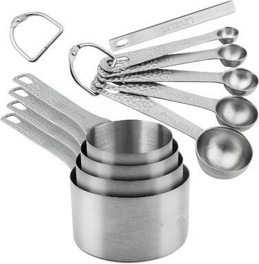 Smithcraft Measuring Cups and Spoons Set, 10-Piece Measuring Cup Set, 18/8 Stainless Steel Measuring Cups, Spoons & Leveler, Baking Measuring Cups, Kitchen Measuring Cups, Kitchen Gadgets for Cooking