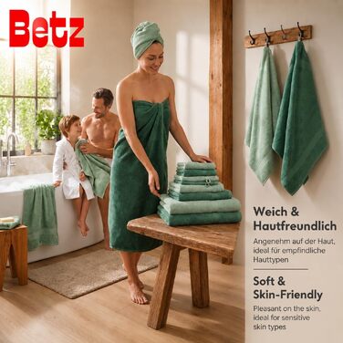 Набір рушників Betz Premium 12 предметів, 100% бавовна, Oeko-TEX, 470 г/м², колір сіно-зелений/ялиновий