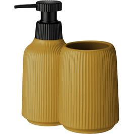 KADAX Bathroom Accessory Set, Modern Bathroom Accessories, Ceramic Bathroom Accessories, Bathroom Accessories (White: Toothbrush Holder, Soap Dispenser, Toilet Brush) (Yellow: Toothbrush Holder, Soap Dispenser, 2)