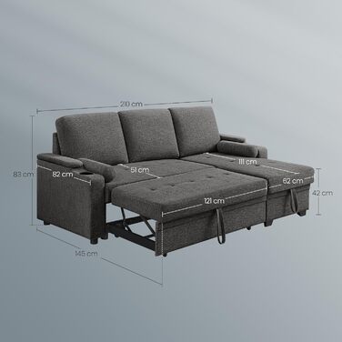 Диван-крісло VASAGLE LCS001P01 на 3 місця, рожевий, велюр, для вітальні, компактний, з місцем для зберігання, сучасний дизайн, 190x82x84 см