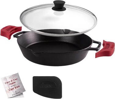 Набір сковорідок Cuisinel з чавуну (5 шт.) з кришкою та силіконовими ручками | 15.2, 20.3, 25.4, 30.5 см