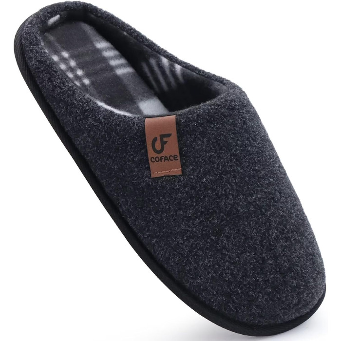 Чоловічі домашні тапочки COFACE з фетру, теплі та зручні, з антиковзною гумовою підошвою, для дому та вулиці, розмір 40-49, чорний, 46 EU