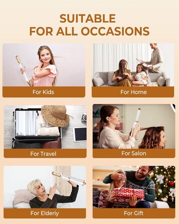 UKLISS 6-в-1 Стайлер для волосся та фен Pro, Набір для сушки та укладки, Автоматична плойка для локонів, Випрямляч для волосся, Іонний фен, Airbrush стайлер, Подарунковий набір для жінок, Блакитний (Weiß Pro)