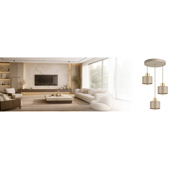Підвісна LED-лампа LEDLUX, стельовий світильник БЕЖЕВИЙ, 3 цоколі E27