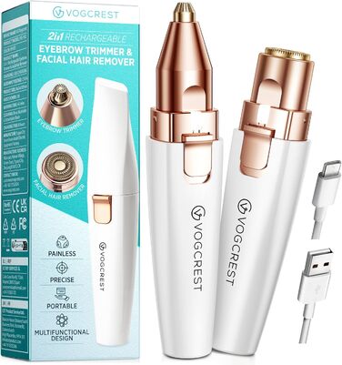 Тріммер для обличчя та брів 2-в-1 VG VOGCREST з LED-підсвічуванням - безболісне гоління обличчя, губ та тіла