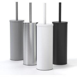 Щітка для унітазу з нержавіючої сталі та силікону з дискретним тримачем, антибактеріальна, з бризгозахистом