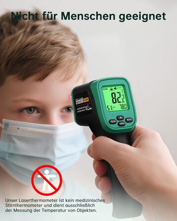 Інфрачервоний термометр ERICKHILL -50°C до 800°C, безконтактний цифровий лазерний термометр з щупом для м'яса -50°C до 300°C, регульований коефіцієнт випромінювання – для приготування їжі/грилю/заморожування