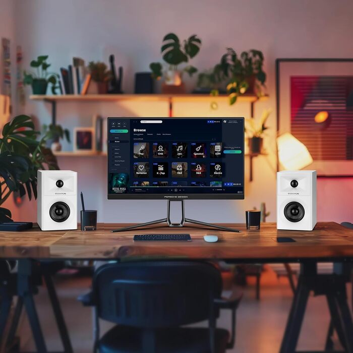 Акустичні колонки Sanyun SW203 - 60W, 4-Way, DSP, 3D звук, USB/Bluetooth 5.4, AUX, для студії (Пара, Червоний)