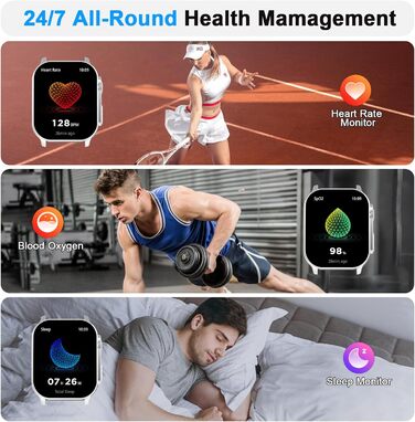 Смарт-годинник для жінок та чоловіків з AMOLED-екраном, Bluetooth-дзвінками, монітором серцевого ритму, лічильником кроків, IP68 водонепроникний, сірий