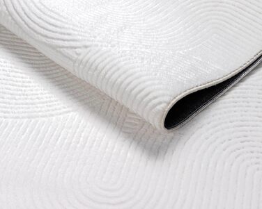 Килим Rio - сучасний та м'який килим для вітальні та спальні з антиковзким покриттям та 3D-ефектом, пухнаста поверхня, легкий у догляді та міцний, білий, 80 x 150 см