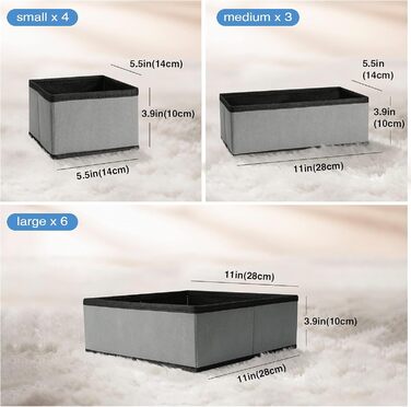 Puricon 13-Piece Storage Box Set Fabric Drawer Organizers/Organization System for Clothes Foldable Storage Boxes Set Boxes for Closet Bedroom - Grey