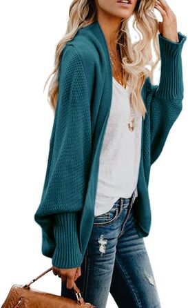 Кардиган жіночий Mafulu оверсайз з відкритим передом, стиль кімоно, колір павич & блакитний (XL)