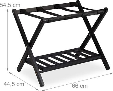 Relaxdays Folding Suit Stand, Suit Stool Wood, HBT: 54.5 x 66 x 44.5 cm, 2 Shelves, Suit Storage Hotel, white, 10029975_49 (Black)