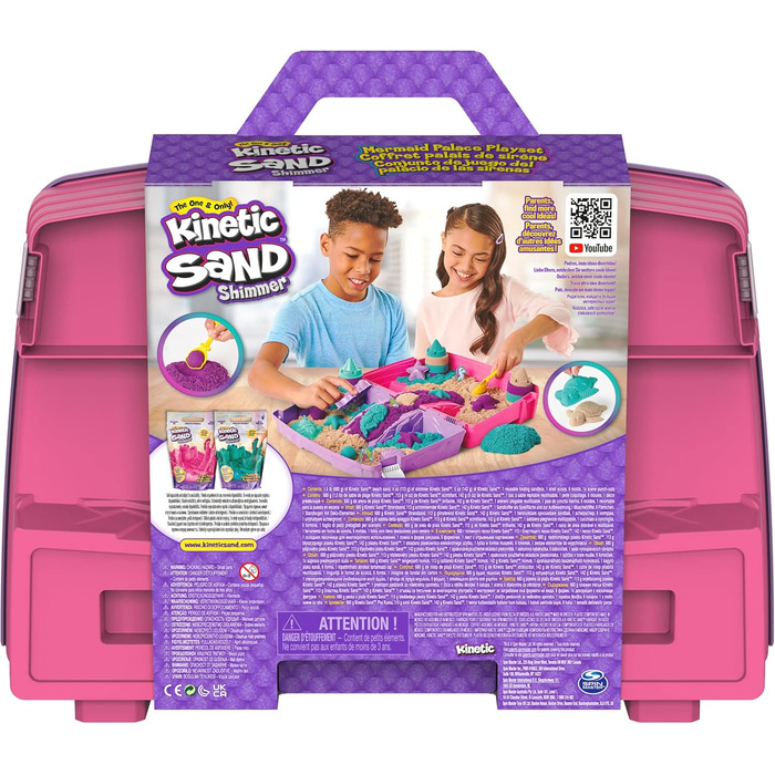 Kinetic Sand Mermaid Suitcase - with 1 kg of original kinetic sand from Sweden in 3 colors, 6 molds, 1 shovel for creative indoor sand play, for children ages 3 and up.
