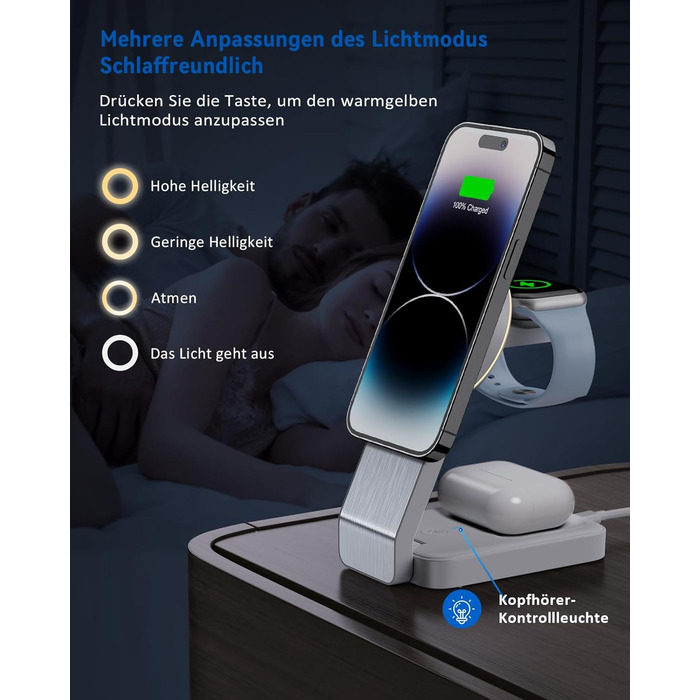 3-в-1 Станція Бездротової Зарядки: iPhone, Apple Watch, AirPods (Біла)