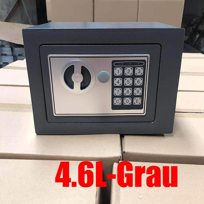 Сейф Tresor з подвійним ригелем, сталева сталь, електронний замок та 2 ключі для бізнесу, готівки, ювелірних виробів та цінних речей (4.6L, сірий)