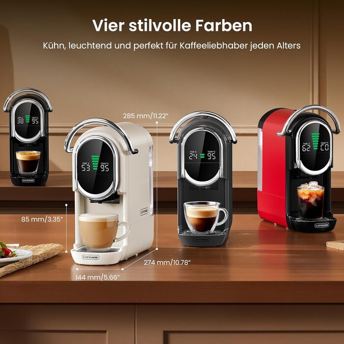 Кавомашина капсульна Magician1 Mini 5в1 для Nespresso, Dolce Gusto, Lavazza A Modo Mio, ESE 44, кавової гущі | 20 bar, 1450 W, LED-дисплей, 7 рівнів води | для дому та офісу, червона