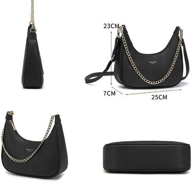 Сумка жіноча David Jones через плече, чорна: елегантна крос-боді сумка з ланцюжком зі штучної шкіри для вечірок та повсякденного використання