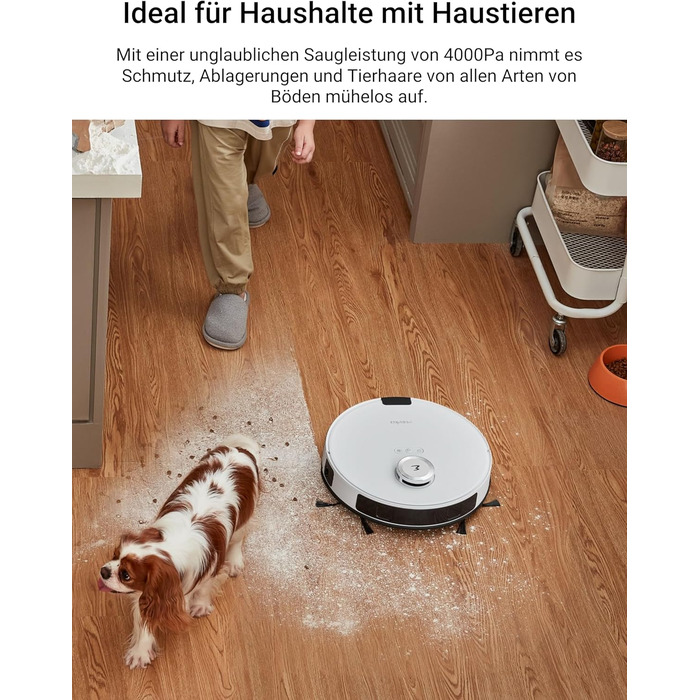 Робот-пилосос EUREKA E10s з вологою тканиною, 4000Pa, LiDAR, автоматичне підняття мопа, для видалення шерсті тварин, керування через додаток та голосовий помічник