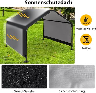 Будка для собак Costway Outdoor - велика, середня, маленька, чорна, 129 x 124 x 108 см, водовідштовхуюча, з дахом та кілочками