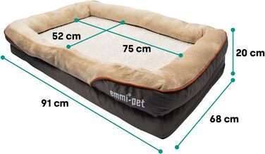 Ортопедичне ліжко для собак Emmi-pet - Ergonomisches Hundesofa для великих собак 120x85x25 см. Зручне, м'яке, з антиковзаючою поверхнею, дихаюче, з адаптованою формою. Розмір L (91x68 см)