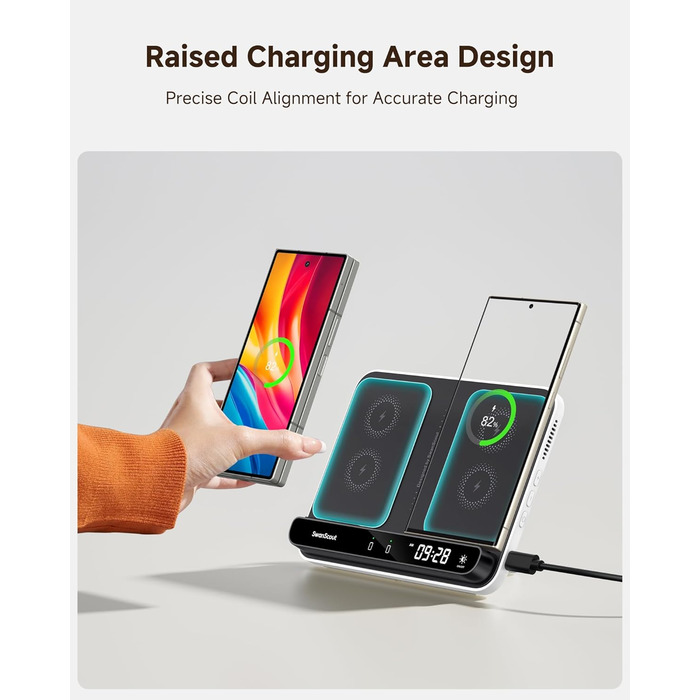 Бездротова зарядка SwanScout 504F для Samsung Galaxy Z Fold (6/5/4/3), Google Pixel 9 Pro Fold, Pixel Fold та Galaxy Buds