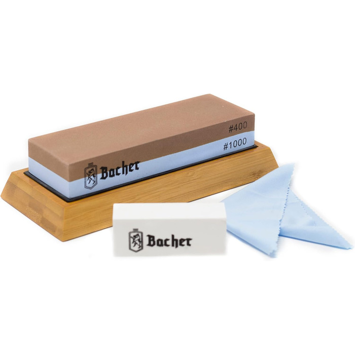 Набір точильних каменів Bacher Premium: 400/1000. Точильний камінь, камінь для заточування, з навчальною інструкцією