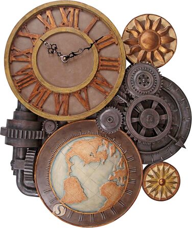 Design Toscano Sculptural Wall Clock, Dimensions: 5 x 15 x 44.5 cm (Gear Clock)