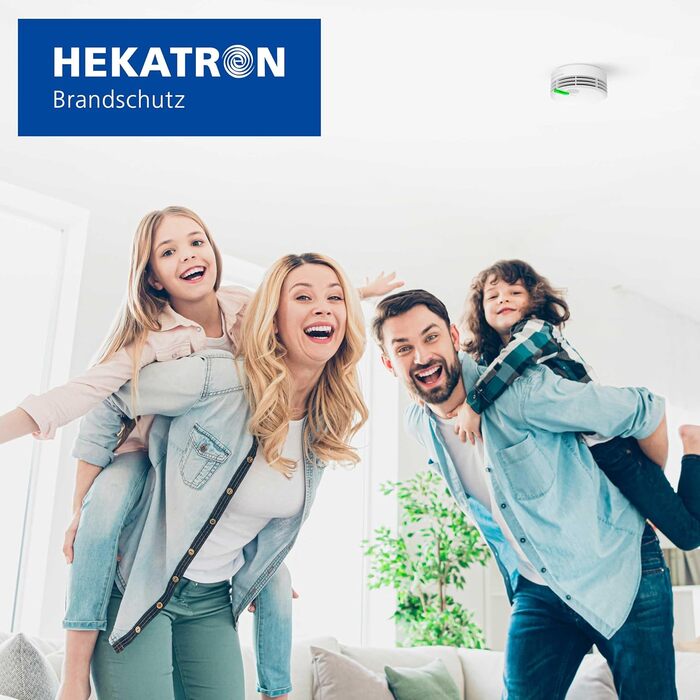 Hekatron Genius Plus – Smoke Detector 10-Year Battery – Stiftung Warentest Test Winner – made in Germany – incl. 1x adhesive pad – App-supported – Fire Alarm – multilingual – 1 piece