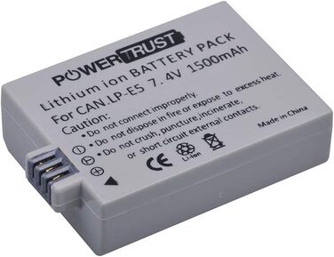 PowerTrust 2 шт. акумулятори LP-E5 та зарядний пристрій для Canon EOS 500D 1000D 450D, Rebel T1i, XS, XSi, KISS F, X3, X2