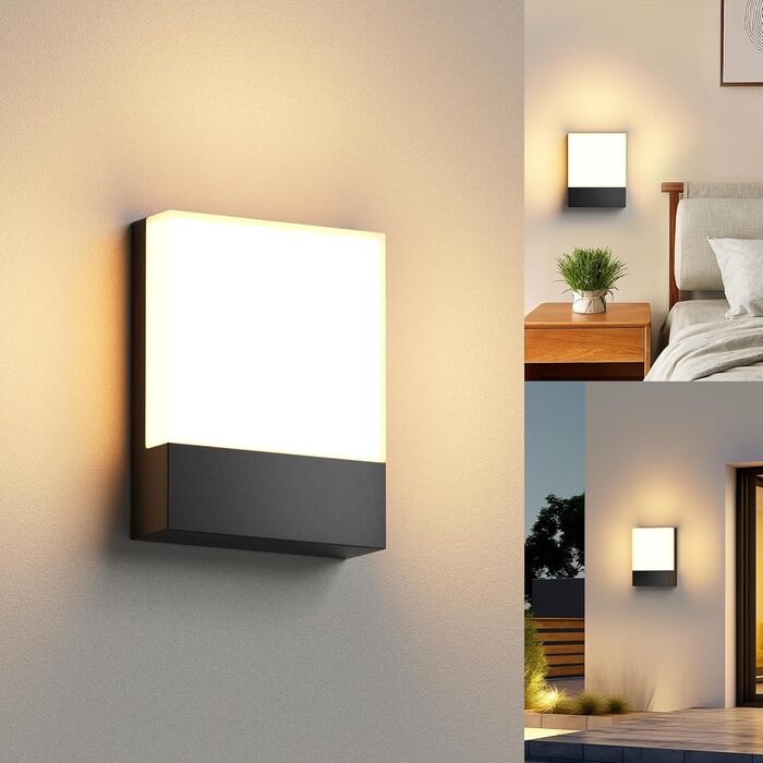 LED вулична бра IP65: сучасна алюмінієва вулична лампа для дому та саду, тепле світло, вологостійка, для дому, саду, на вулицю, на сходи, у коридор (1 шт.)