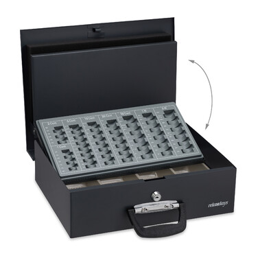 Relaxdays Black Cash Box Дошка для підрахунку євромонет