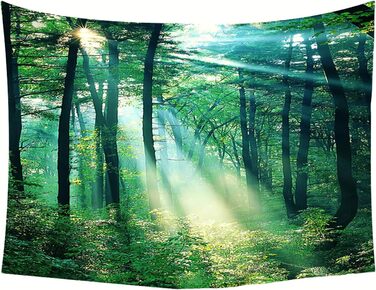 Лісовий гобелен Lieson Natur, 300x256 см, зелений настінний килим із зображенням джунглів для вітальні, спальні, декору стін